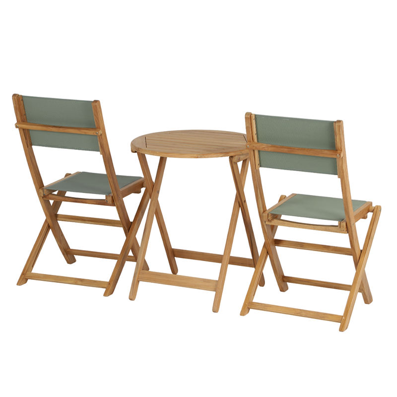 SAFARI Teak Garden Table with 2-Chair Set - Green