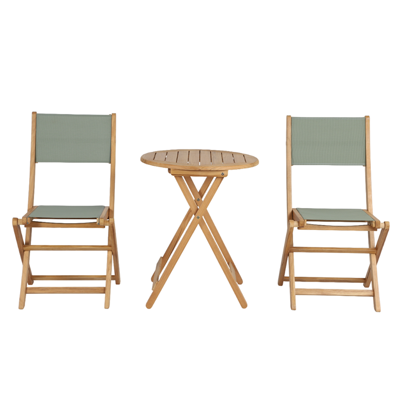 SAFARI Teak Garden Table with 2-Chair Set - Green