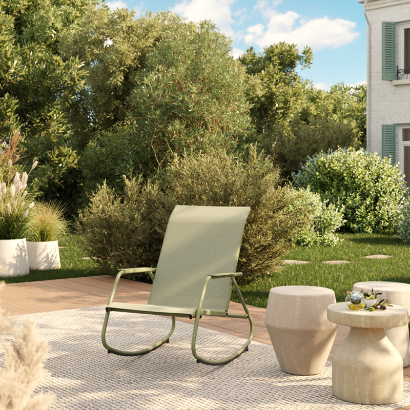 PANTONE® Steel and Textilene Outdoor Rocking Chair – Terracotta