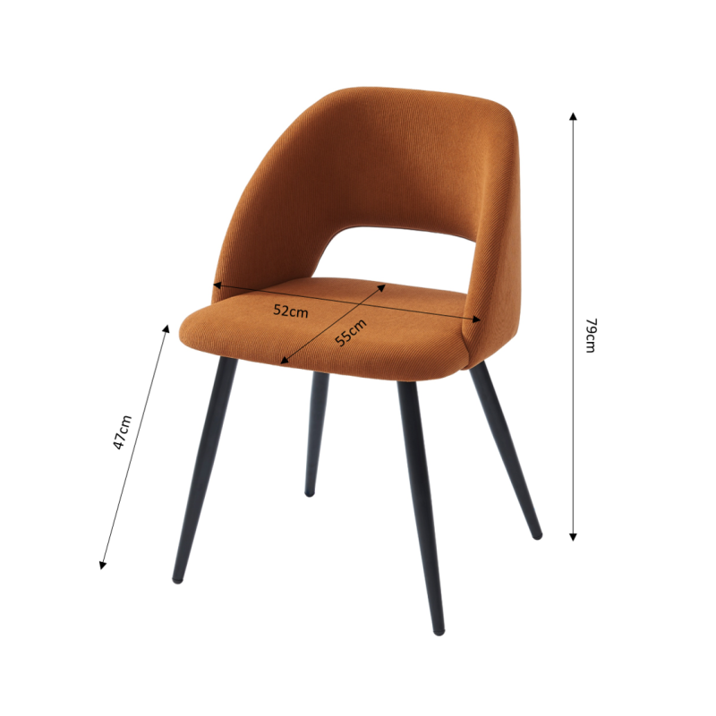 VINTAGE Set of 2 Retro-Style Dining Chairs – Terracotta