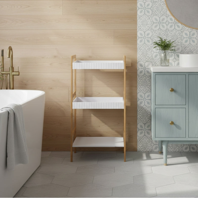 RUF bamboo 3-shelves bathroom cabinet - White