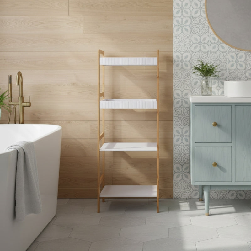 RUF bamboo 4-shelves bathroom cabinet  - White