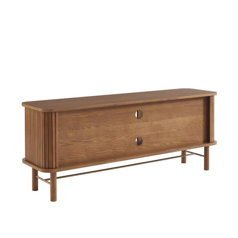 ERNEST Ash Veneer TV Stand with Tambour Doors - Dark wood
