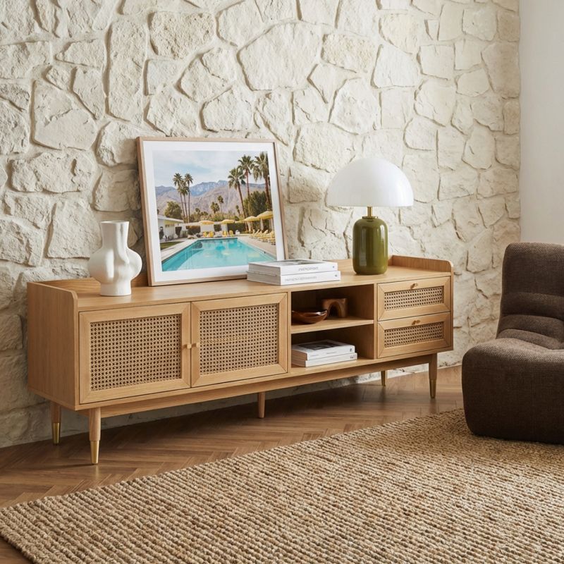LEON Wood Veneer TV Unit - Light wood