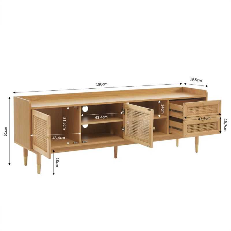 LEON Wood Veneer TV Unit - Light wood