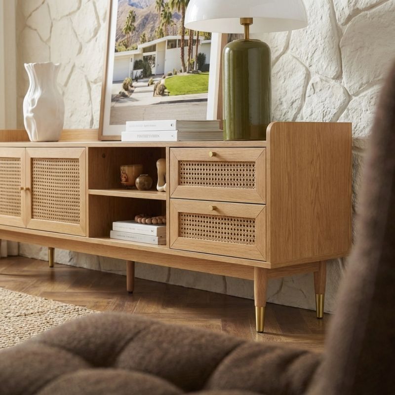 LEON Wood Veneer TV Unit - Light wood