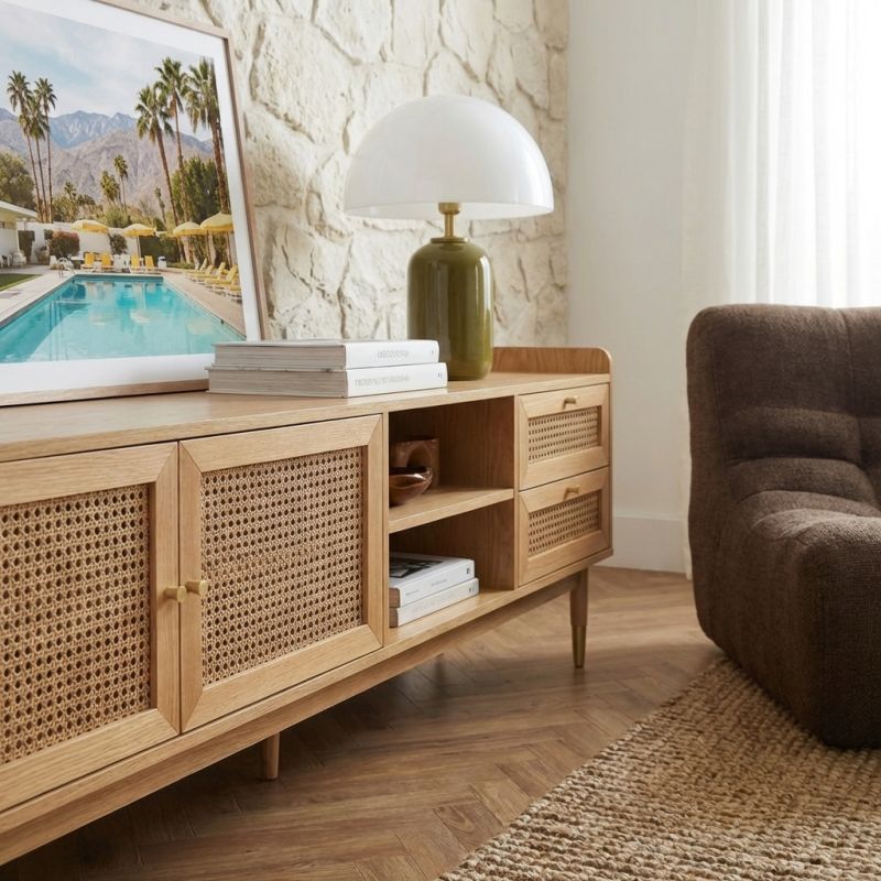 LEON Wood Veneer TV Unit - Light wood