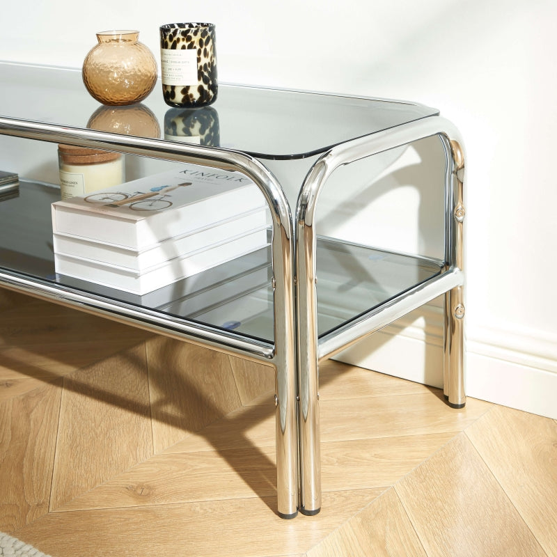 MAGGY Large Metal TV Stand - Black
