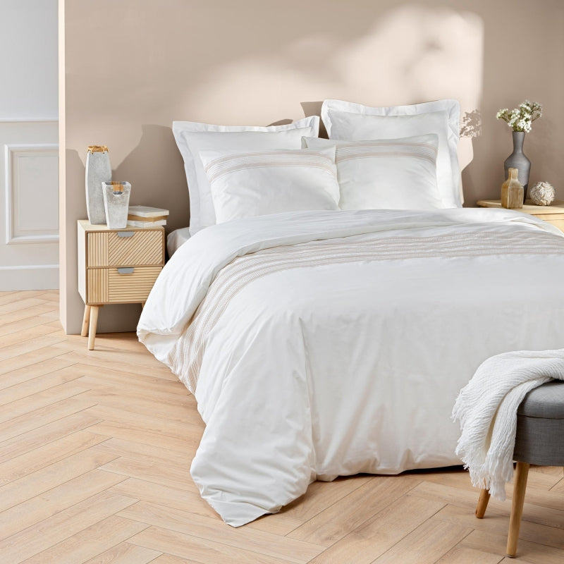 ORELI white striped duvet cover set (3 pieces)