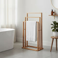 USO bamboo towel rack with 3 hooks - Natural wood