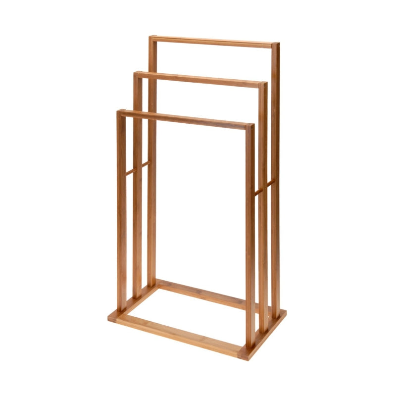 USO bamboo towel rack with 3 hooks - Natural wood