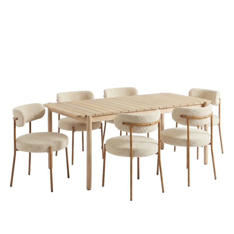 SAMOA Dining Table Set wiith 6 NOA Chairs - Wood/Beige