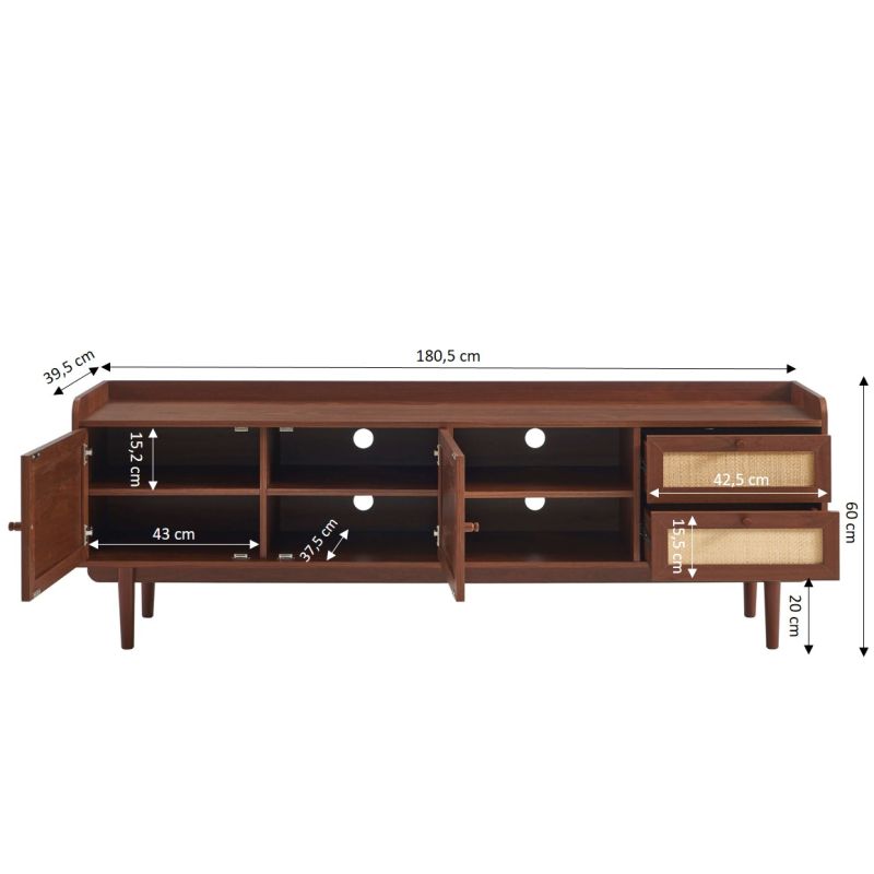 LEON Wood Veneer TV Unit - Dark wood
