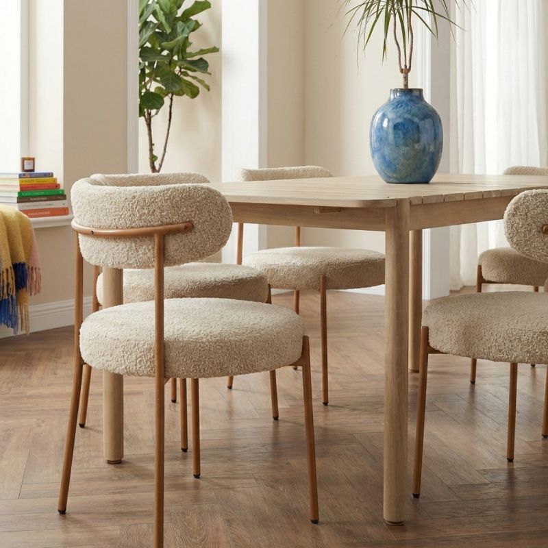 SAMOA Dining Table Set wiith 6 NOA Chairs - Wood/Beige