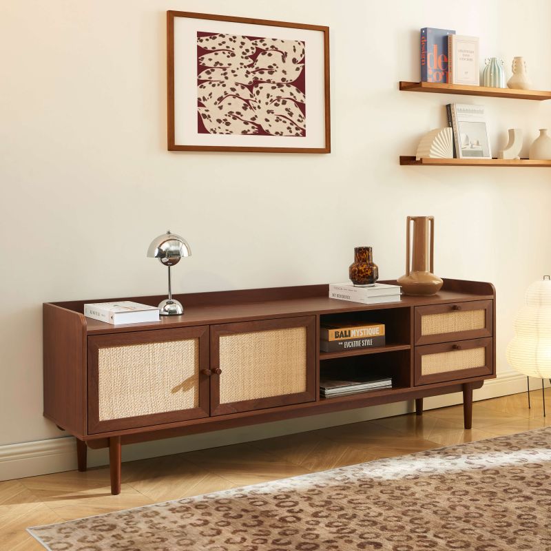 LEON Wood Veneer TV Unit - Dark wood