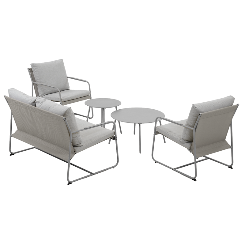 PANTONE® 4-Seat Steel Outdoor Furniture Set with Cushions – Gray