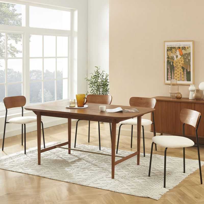 JILL Rectangular Extendable Dining Table 63" to 78.7" - Dark wood