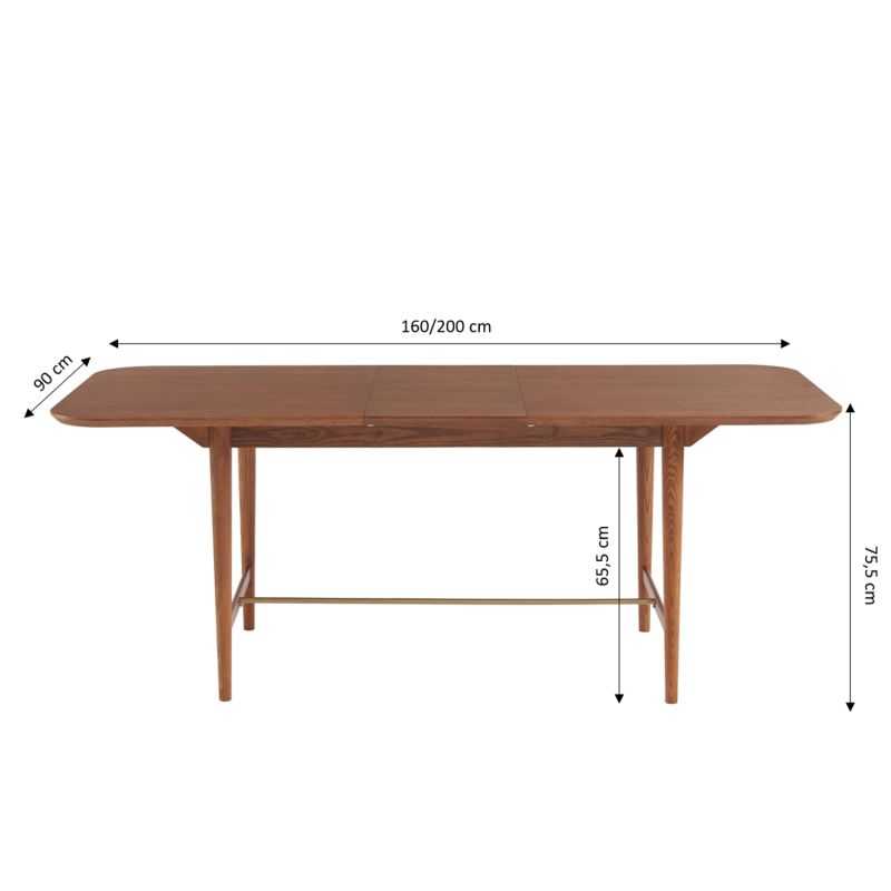 JILL Rectangular Extendable Dining Table 63" to 78.7" - Dark wood