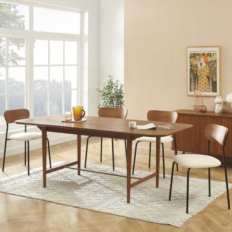 JILL Rectangular Extendable Dining Table 63" to 78.7" - Dark wood