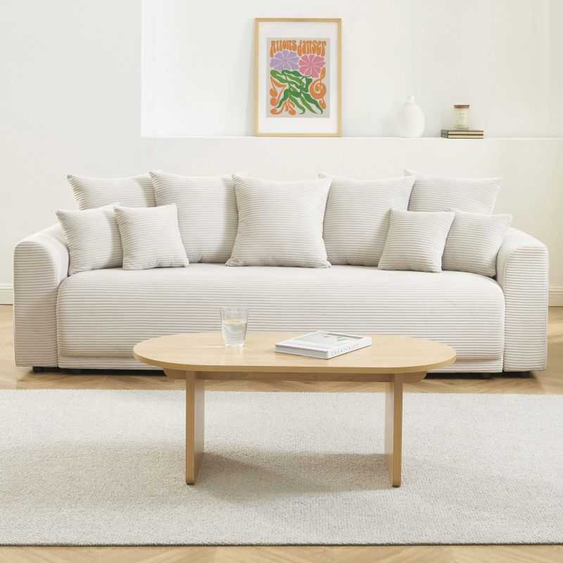 AFFY Oval Wood Effect Coffee Table – Light wood