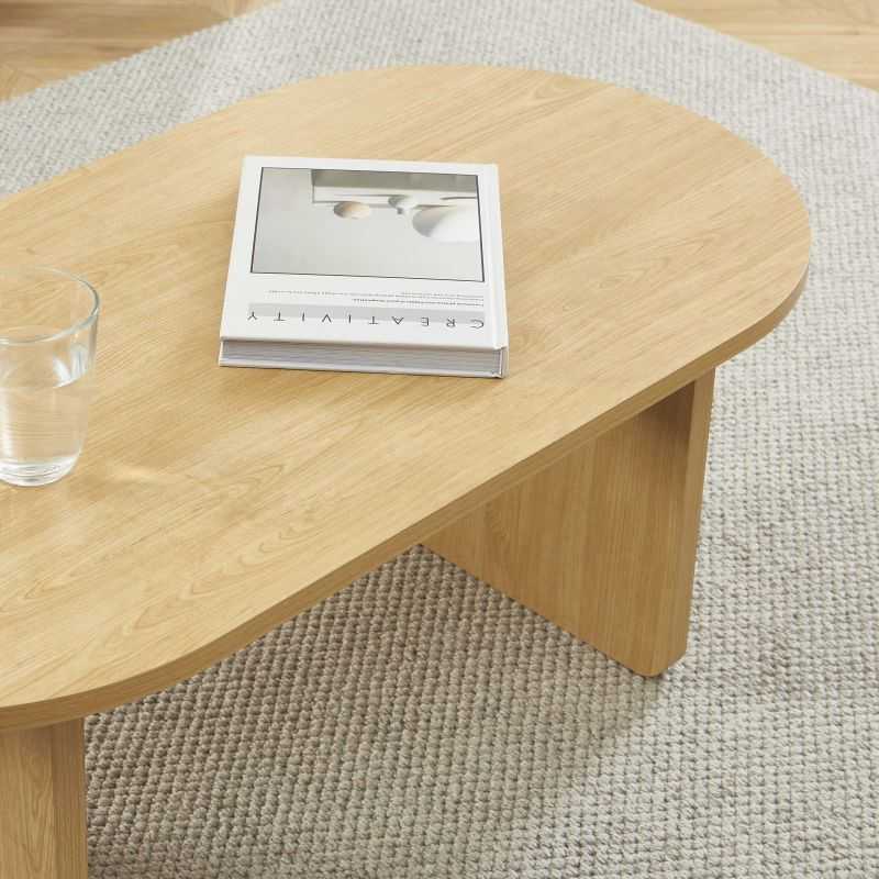 AFFY Oval Wood Effect Coffee Table – Light wood