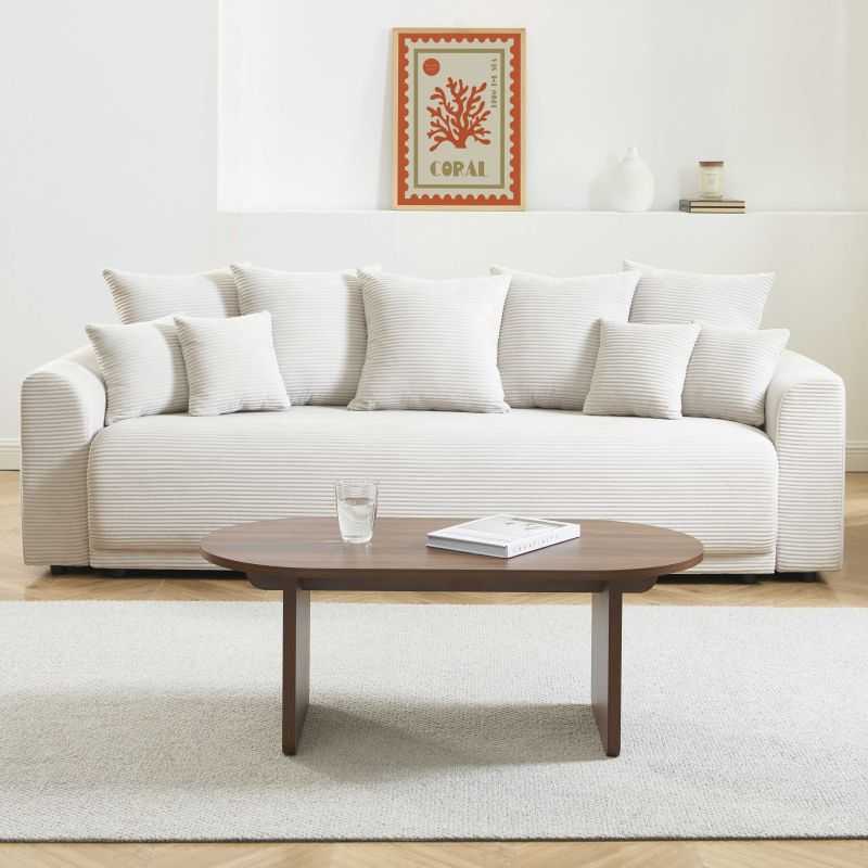 AFFY Oval Wood Effect Coffee Table – Dark wood