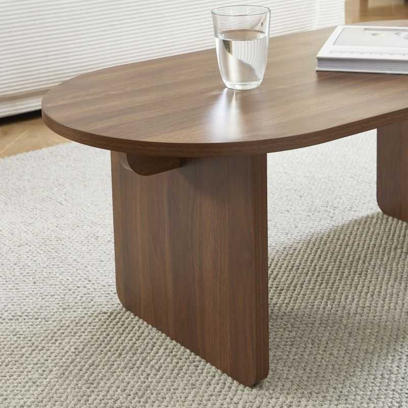AFFY Oval Wood Effect Coffee Table – Dark wood