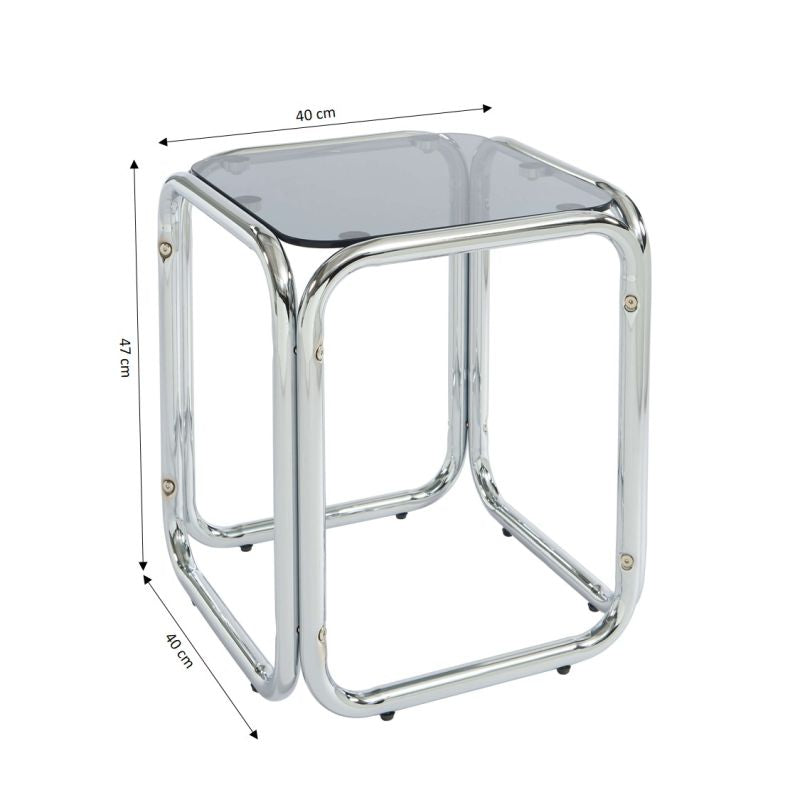 MAGGY Side Table Tempered Glass with Chrome Frame – Black