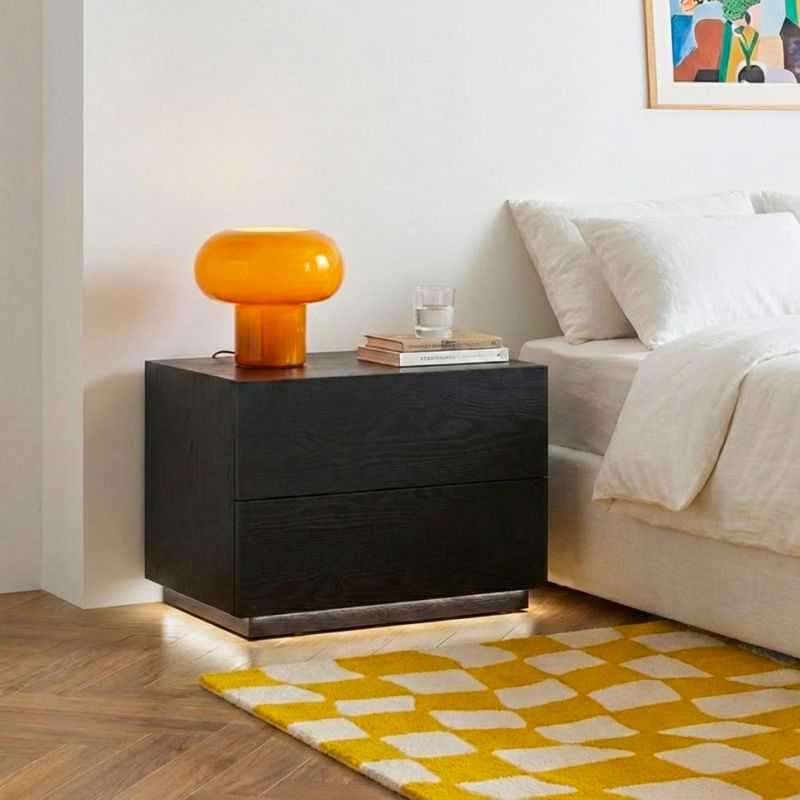 MORPHEE Black LED Nightstand - Black