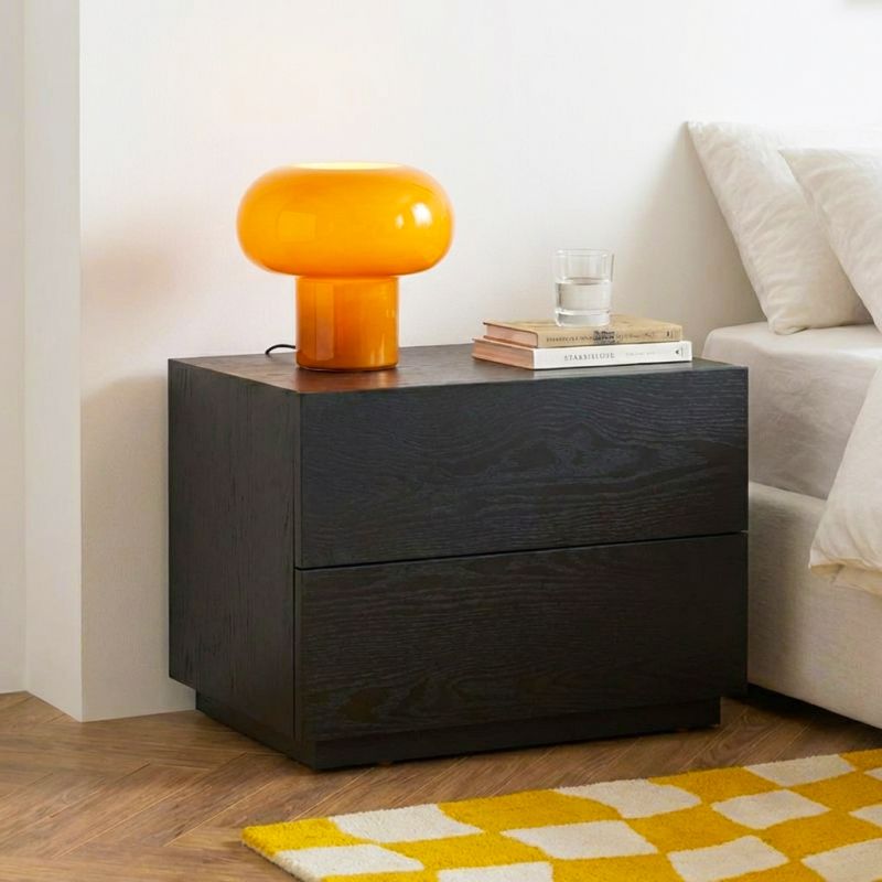 MORPHEE Black LED Nightstand - Black