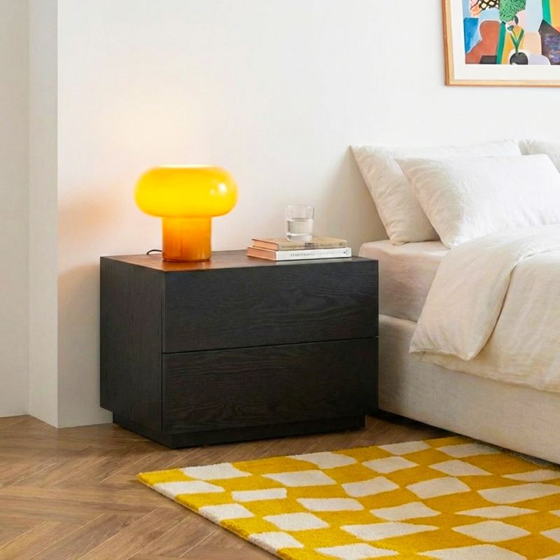 MORPHEE Black LED Nightstand - Black