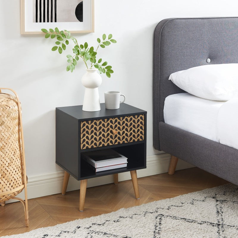 CAPUCINE Nightstand Oak effect - Black