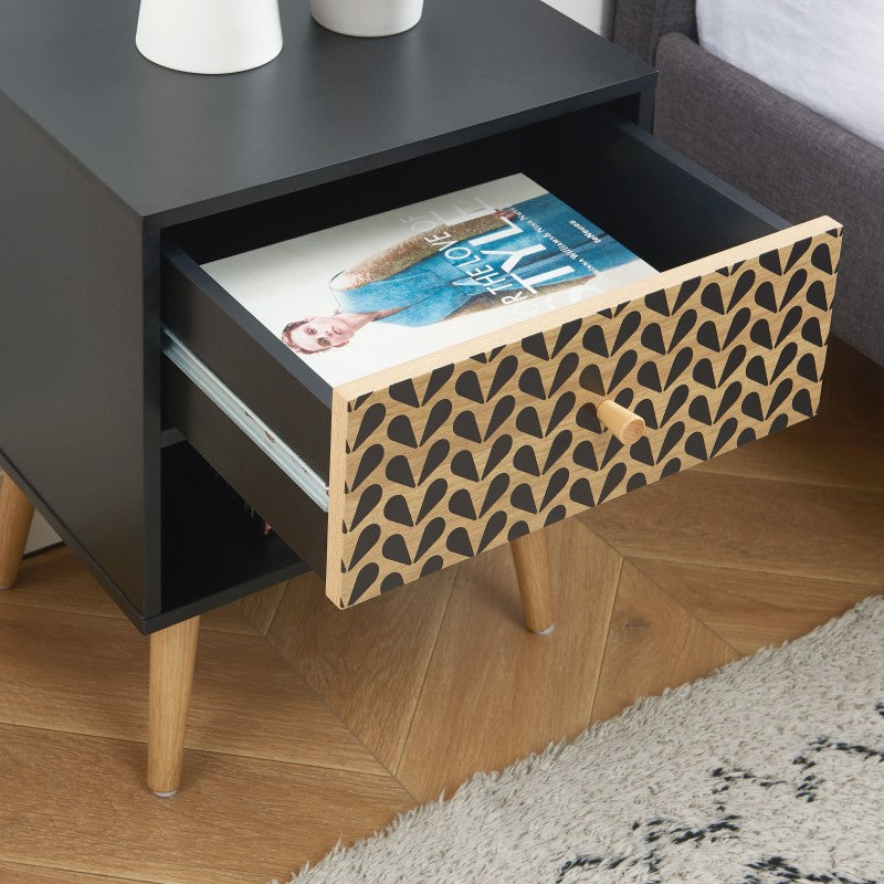 CAPUCINE Nightstand Oak effect - Black