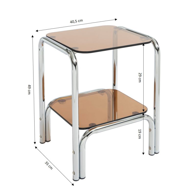 MAGGY Tempered Glass with Chrome Frame Nighstand - Orange