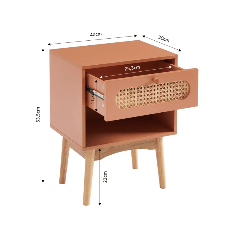 SIXTINE Nightstand - Terracotta