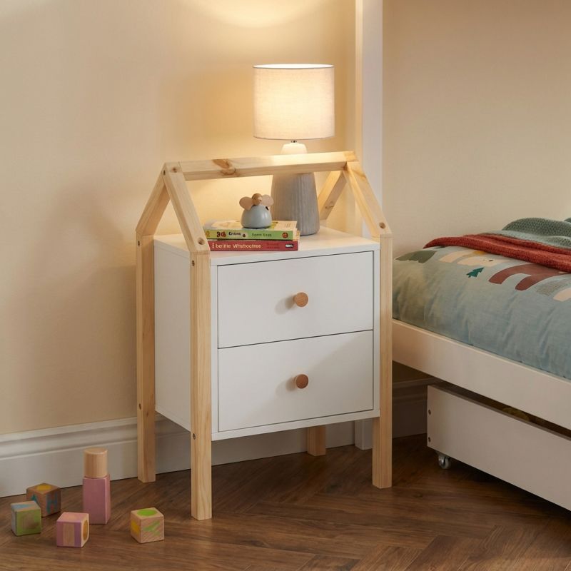 TINY Nightstand with 2 Drawers - White