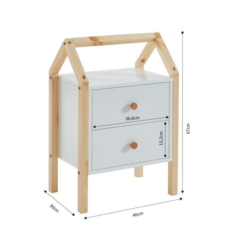 TINY Nightstand with 2 Drawers - White