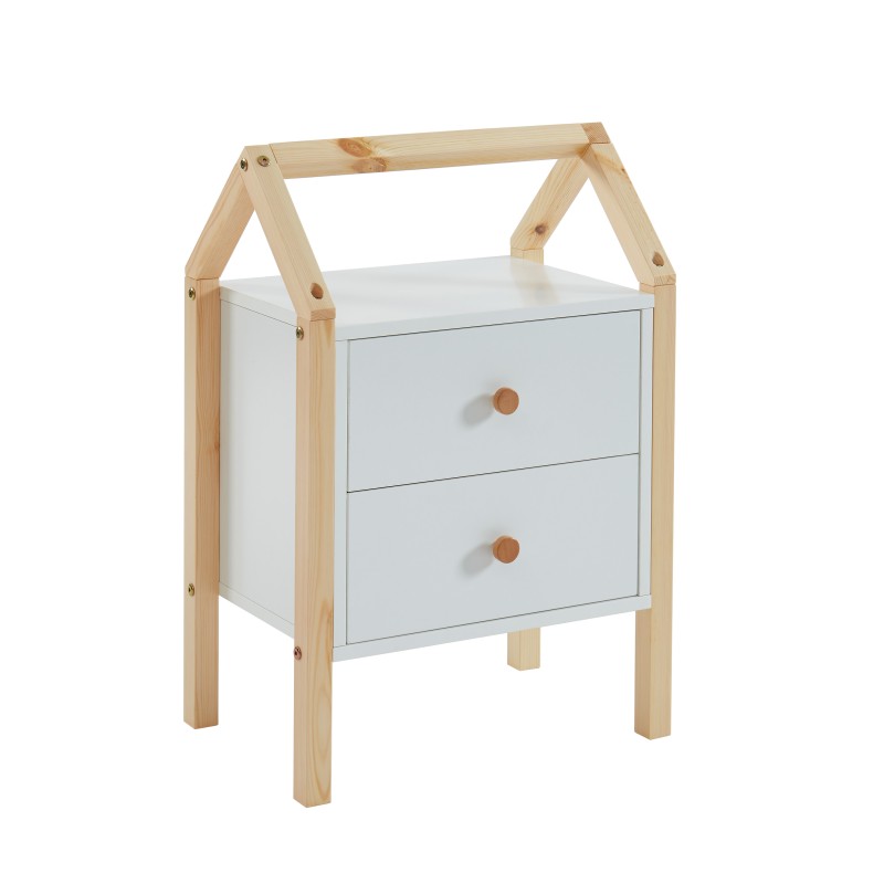 TINY Nightstand with 2 Drawers - White