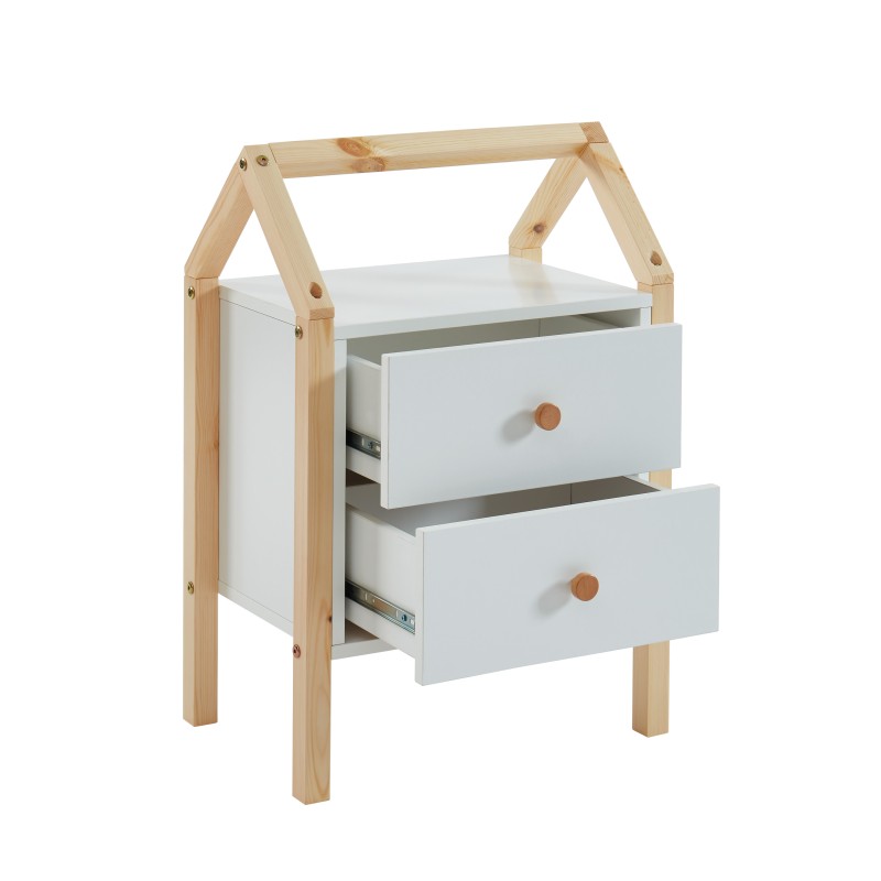 TINY Nightstand with 2 Drawers - White