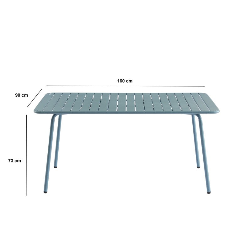 PANTONE® Rectangular Garden Table in Glacier Gray Steel, 63" - Blue