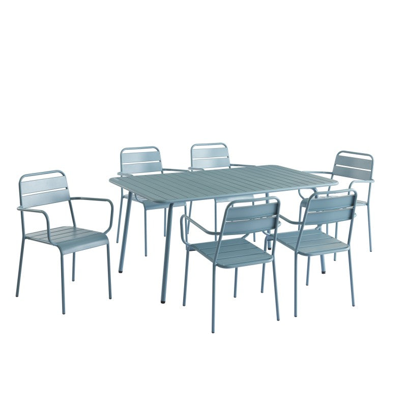 PANTONE® Rectangular Garden Table in Glacier Gray Steel, 63" - Blue