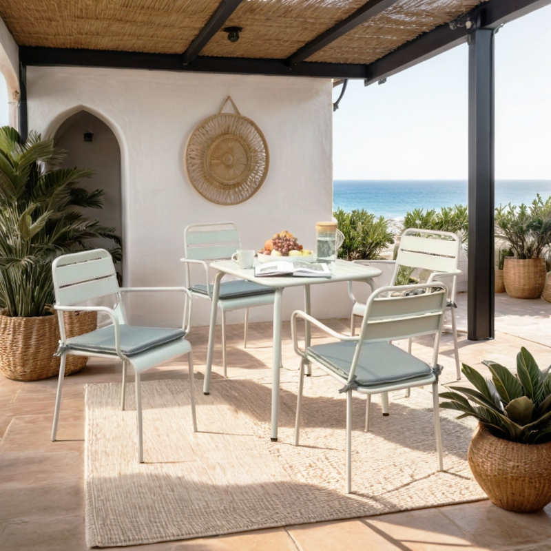 PANTONE® Square Garden Table in Glacier Gray Steel, 27.6" – Gray