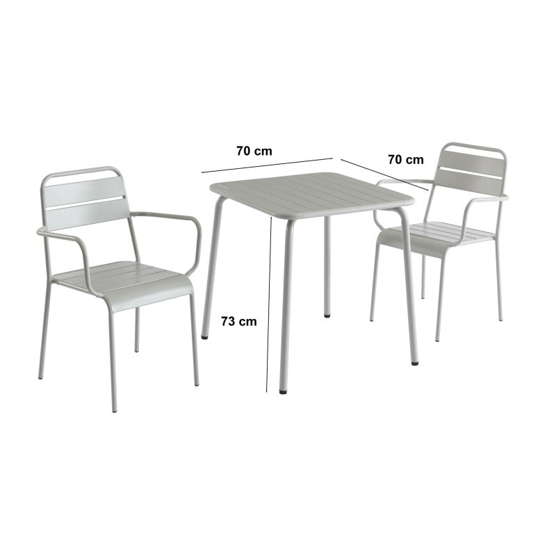 PANTONE® Square Garden Table in Glacier Gray Steel, 27.6" – Gray