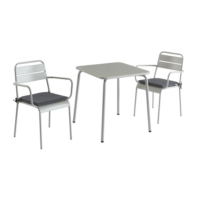 PANTONE® Square Garden Table in Glacier Gray Steel, 27.6" – Gray