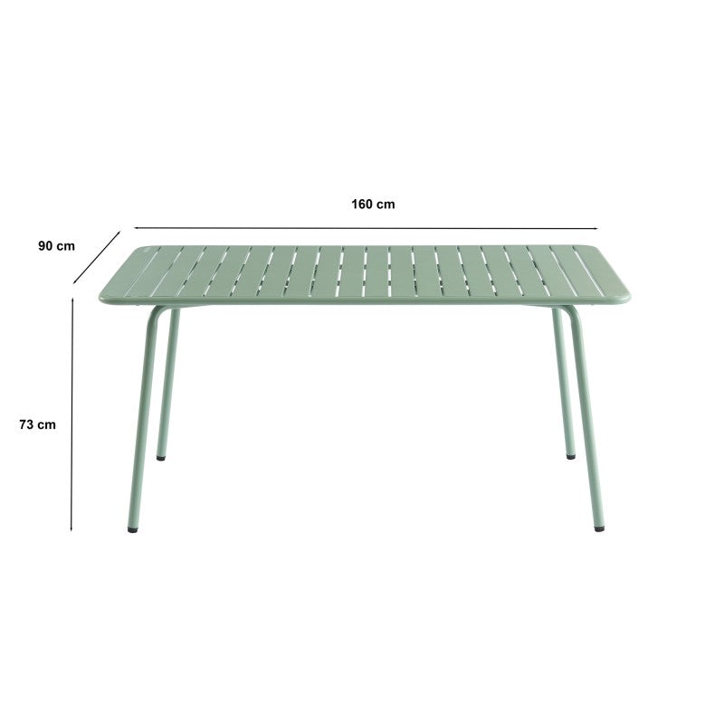 PANTONE® Rectangular Garden Table in Glacier Gray Steel, 63" – Green