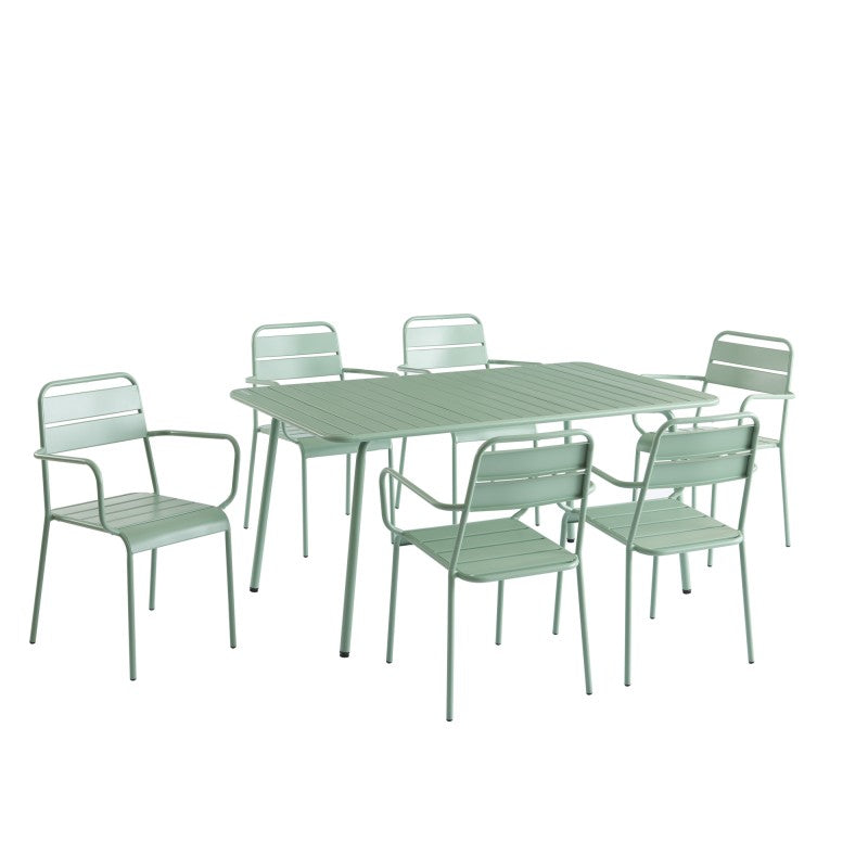 PANTONE® Rectangular Garden Table in Glacier Gray Steel, 63" – Green