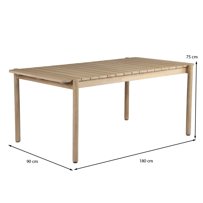 SAMOA Acacia Wood Outdoor Dining Table - Light wood